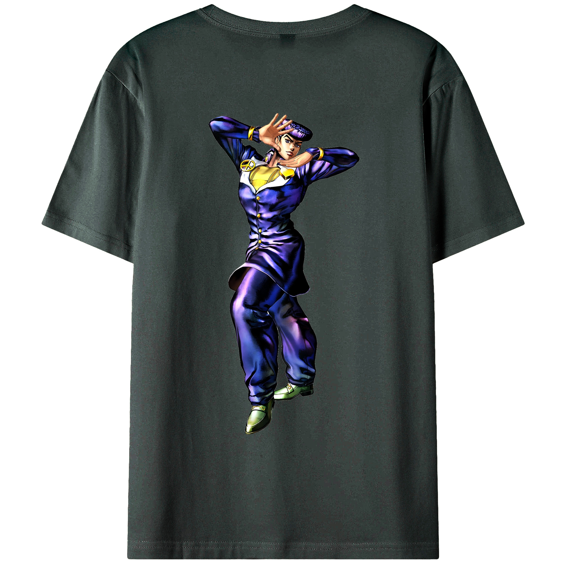 （画像用） ジョジョの奇妙な冒険 ひがしかた じょうすけ JoJo's Bizarre Adventure Higashikata Josuke 綿100％ メンズ半袖Tシャツ（バックプリント） 通気性